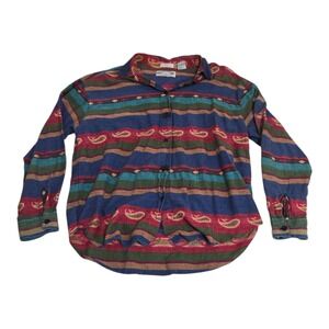 Angelique Vintage Western Paisley‎ Button Up Women's Size Medium Striped
